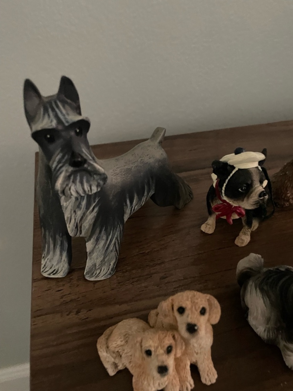 Gray Schnauzer Dog Figurine Decorative Resin Pet Statue - Gray